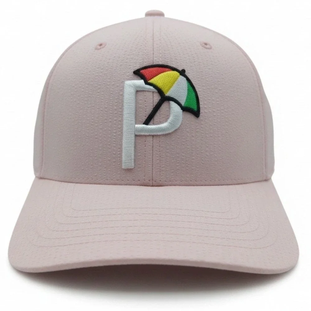 PUMA x Arnold Palmer Seersucker Golf Hat Pale Pink 6 Panel Snapback